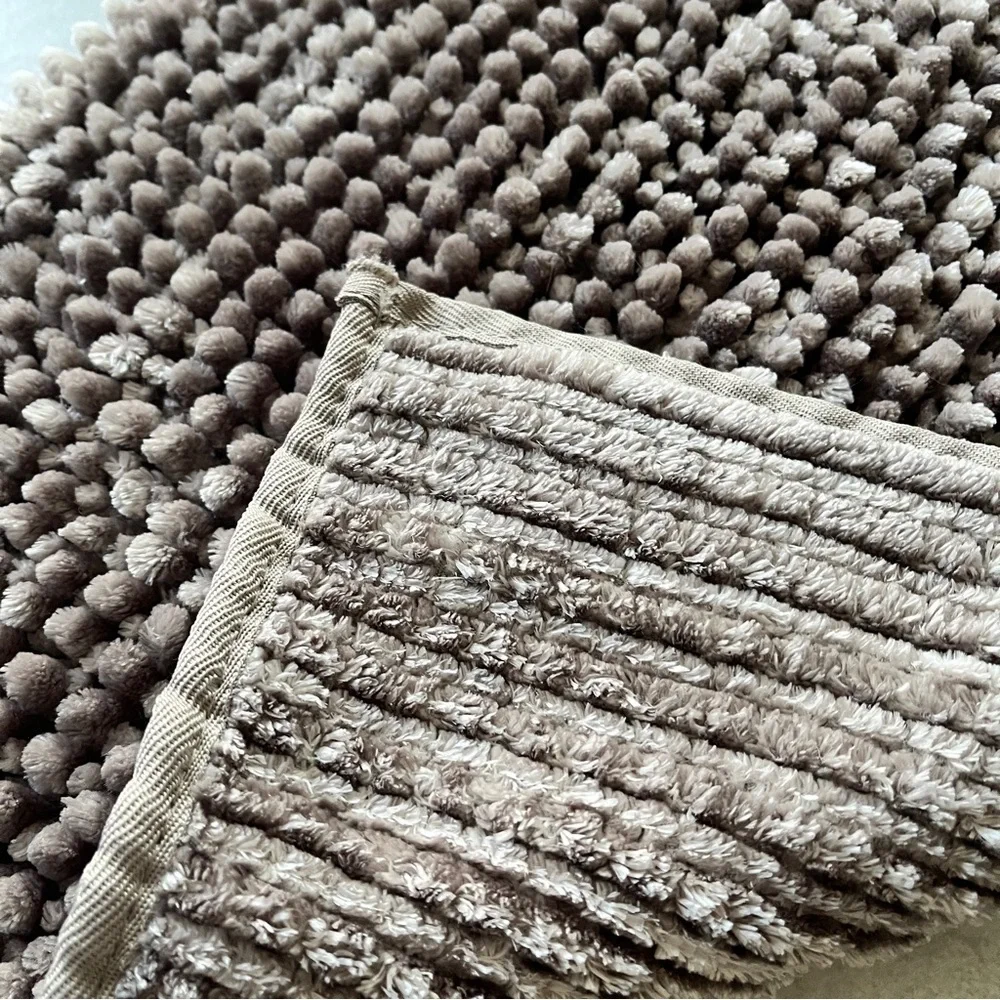 Brown and Cream Textured kitchen and Bath floor Mat rug